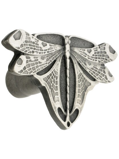 Dragonfly Cabinet Knob - 1 1/8 inch x 1 3/4 inch in Antique Pewter.